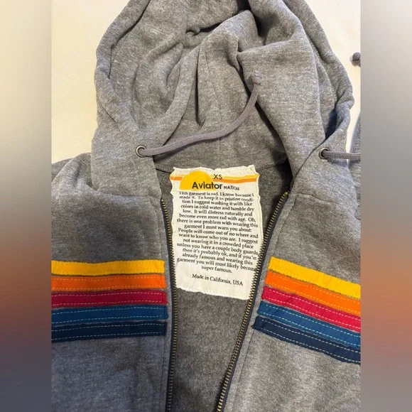 Aviator Nation gray 5 stripe SET - hoodie and sweatpants - Picture 3 of 4